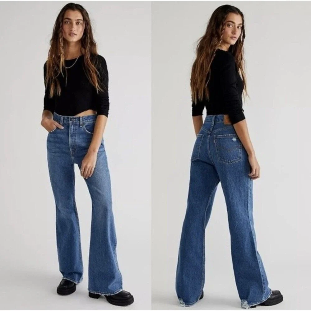 Levi's Premium 70s High Flare Distressed Jeans Blue 29